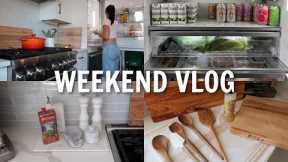 VLOG: grocery shopping for the new house, fridge organization & fall try on haul!