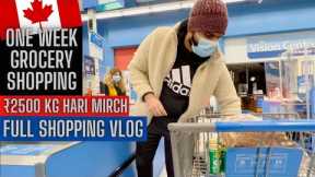 One Week Grocery Shopping in Canada |  ₹2500 KG Hari Mirch | Nova Scotia
