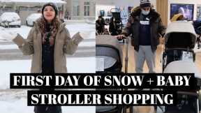 First Day of Snow+ Baby Stroller Shopping