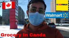 FIRST GROCERY SHOPPING IN CANADA || NO FRILLS || WALMART || INDIAN STUDENT🇨🇦