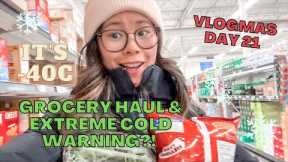 Grocery Shopping & Haul | Extreme Cold Weather Warning?! I'm FREEZING | Vlogmas Day 21