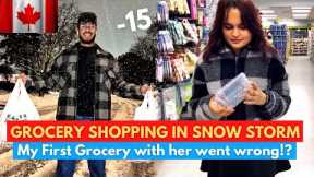 Grocery Shopping in Snowstorm -15 🥶| First Grocery with her went wrong | Winters in Canada !