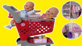 Baby Born Dolls Go Shopping for clothes, shoes and toys in Mini Target Shopping Cart