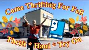 Goodwill Thrifting Fall Clothes & Decor IN Fall | Come Thrift W/ Me | In Store Try On | Thrift Haul