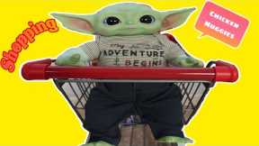 Baby Yoda Grogu Goes Grocery Shopping