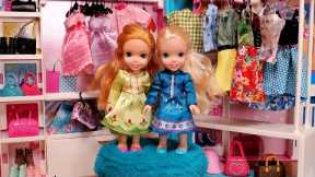 Fashion boutique ! Elsa & Anna toddlers are shopping for dresses - Barbie - LOL