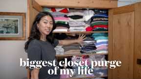 CLOSET CLEANOUT!! decluttering half of my clothing + what I'm keeping