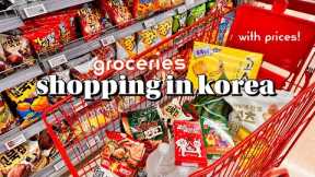 shopping in korea vlog 🇰🇷 groceries food with prices 🛒 snacks unboxing & cooking