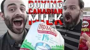 American explores Canadian grocery store (tries BAGGED milk and Ketchup chips)