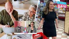 Chrystia Freeland hides grocery store price tags from her announcement on 'grocery rebate' policy