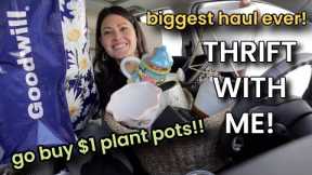 Plant Pots LESS Than $1 & BIGGEST Thrift Haul EVER At Goodwill! Thrifting With Me In Charlotte, NC