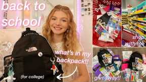 BACK TO SCHOOL HAUL & WHAT'S IN MY BACKPACK for college!! + giveaway 2023 ✨