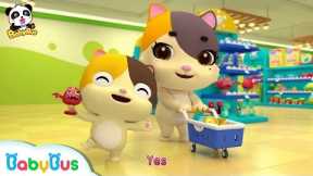 Baby Kitten's Shopping in  the Supermarket | Kids Safety Tips | The Kitten Family | BabyBus