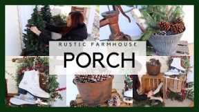RUSTIC FARMHOUSE WINTER FRONT PORCH DECORATE W/ ME | DECORATE ON A CHEAP BUDGET!