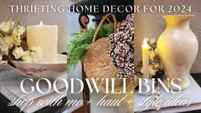 GOODWILL BINS HOME DÉCOR THRIFT WITH ME 2024 | Shop with Me + Thrift Haul + Decorating Ideas