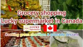 Grocery shopping and living in Canada: Lucky supermarket. Cooking avocado dessert