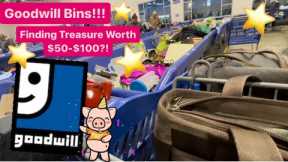 Let’s GO To Goodwill Bins! Items Worth $50-$100! Speeding Thru 50 Bins! Thrift With Me! +HAUL!