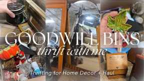 THRIFT WITH ME AT GOODWILL BINS for HOME DECOR | Shop with Me + Thrift Haul | Goodwill Outlet Store