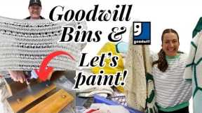Thrift with us at the Goodwill Bins - Thrifting for Resell and Lets Paint a thrifted Dresser!