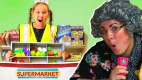 Ruby Pretend Play Shopping for Greedy Granny in Grocery Store Super Market Toys