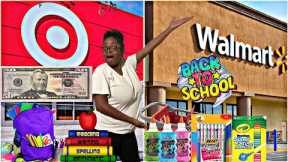 BACK TO SCHOOL SHOPPING 2024| $50 BUDGET TARGET VS WALMART | MOM OF 3