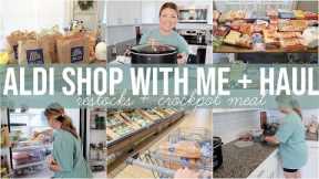 ALDI SHOP WITH ME + LARGE GROCERY HAUL | FRIDGE + PANTRY RESTOCK + EASY CROCKPOT MEAL