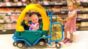 Nastya Pretend Play in Shopping with Baby Doll and Toys!