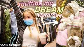 THRIFT WITH ME for my DREAM wardrobe + try-on haul! ft. actually useful thrifting tips!