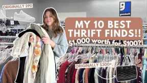 TOP 10 Thrift Store Finds Of The Year!!! | Thrift With Me | Goodwill Thrift Haul Try On