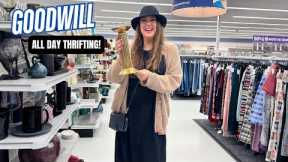 WE THRIFTED ALL DAY!  GOODWILL + MASSIVE INDOOR Garage Sale Warehouse | Thrift with us!