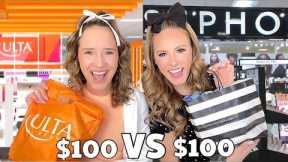 ULTA 🧡🤍 VS SEPHORA 🖤🤍 $100 SHOPPING CHALLENGE (WHICH IS BETTER?)