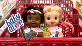 BABY ALIVE dolls go on a outing 🛒 back to school shopping ✏️