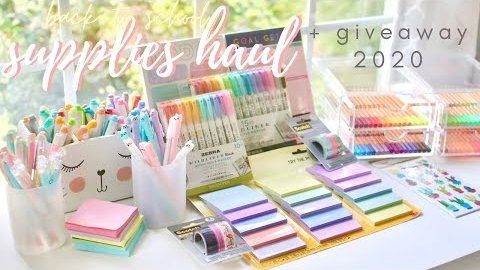 Back to school: supplies shopping, huge stationery haul, & giveaway 2020 ✏️🌸