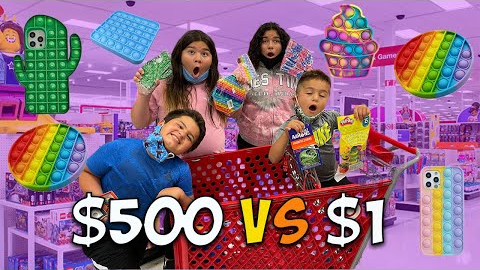 $1 vs $500 FIDGET TOY SHOPPING CHALLENGE AT TARGET!!