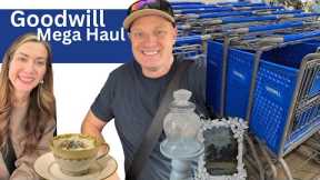 Goodwill Mega haul thrifting for profit with my husband - thrift store trash to cash makeover 