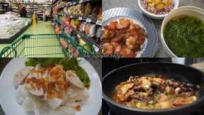 Grocery shopping in Canada, a typical Vietnamese meal, making rice rolls from store bought flour.