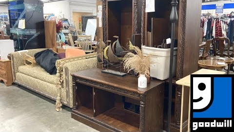 GOODWILL FURNITURE SOFAS ARMCHAIRS HOME DECOR KITCHENWARE SHOP WITH ME SHOPPING STORE WALK THROUGH