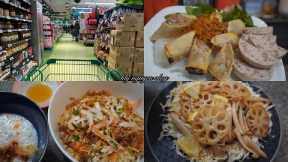 Grocery shopping in Canada , Vietnamese  chicken salad, Vietnamese rice rolls, hot and cold salad.