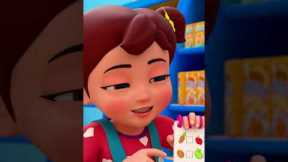 Baby Meeko's Supermarket Fun! 🍞🍎 #shorts #meekosfamily #kidssong #nurseryrhymes #hooplakidz