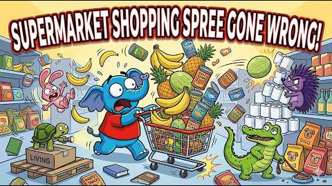 Supermarket Shopping Spree Gone Wrong!🛒 Cart Chaos & Fruit Avalanche | Silent Funny Cartoon#cartoon